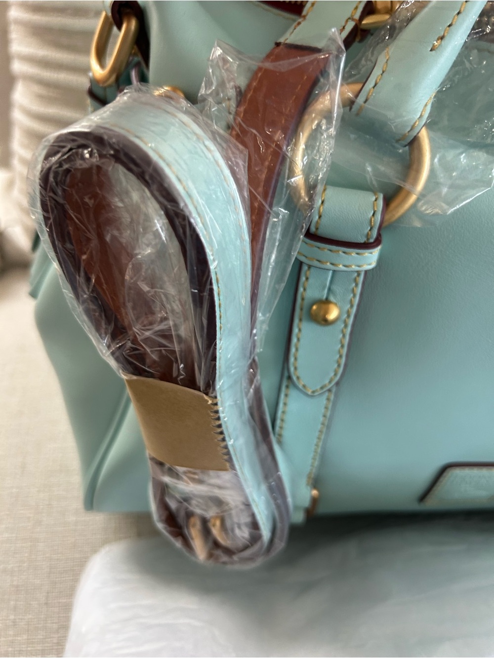 Dooney & Bourke Florentine Leather Satchel Pale Blue Large NWT - Picture 8 of 8